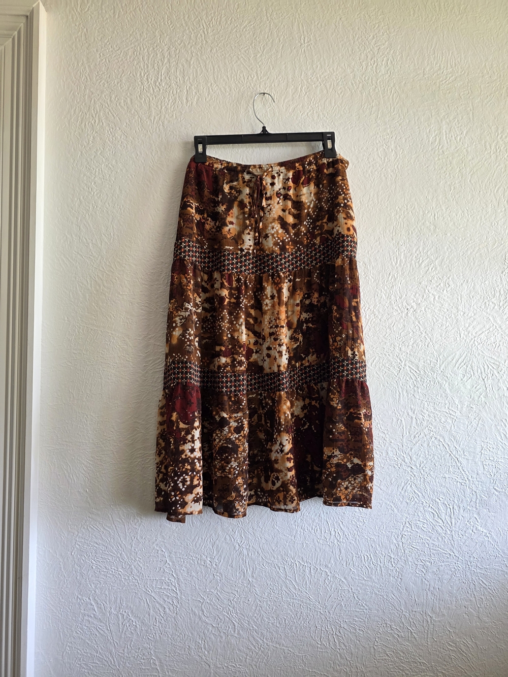 Sag Harbor Brown Multi Tiered Maxi Skirt